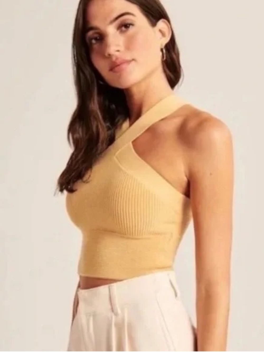 Cross-Strap Ribbed Tank in Mustard - Picture 2 of 3